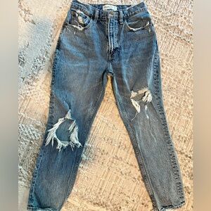 Abercrombie & Fitch High Rise Blue Jeans Distressed Style
